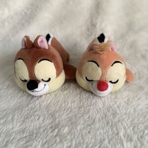 Disney Chip and Dale Chipmunk Mini Cuddleez Plush Cute Stackable Lot Of 2 Set